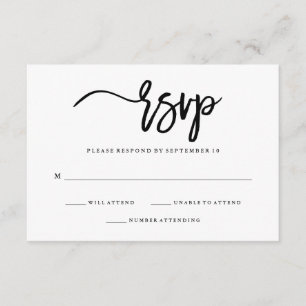 Minimalist Black and White Typography RSVP Card