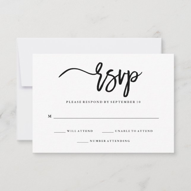 Minimalist Black and White Typography RSVP Card (Front)