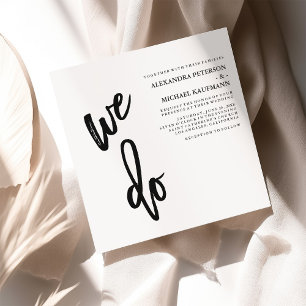 Minimalist Black and White Typography Wedding Invitation