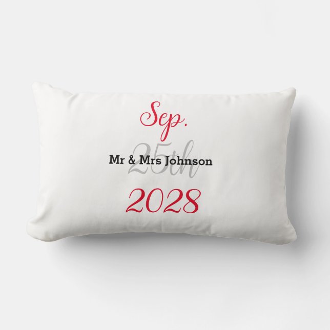 Minimalist Black and White Wedding Accent Pillow (Front)