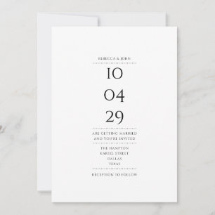 Minimalist Black And White Wedding Date All In One Invitation