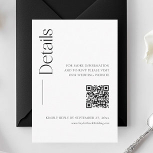 Minimalist Black and White Wedding Details Qr Code Enclosure Card