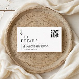 Minimalist Black and White Wedding Enclosure Card