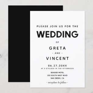 Minimalist Black and white wedding invitation
