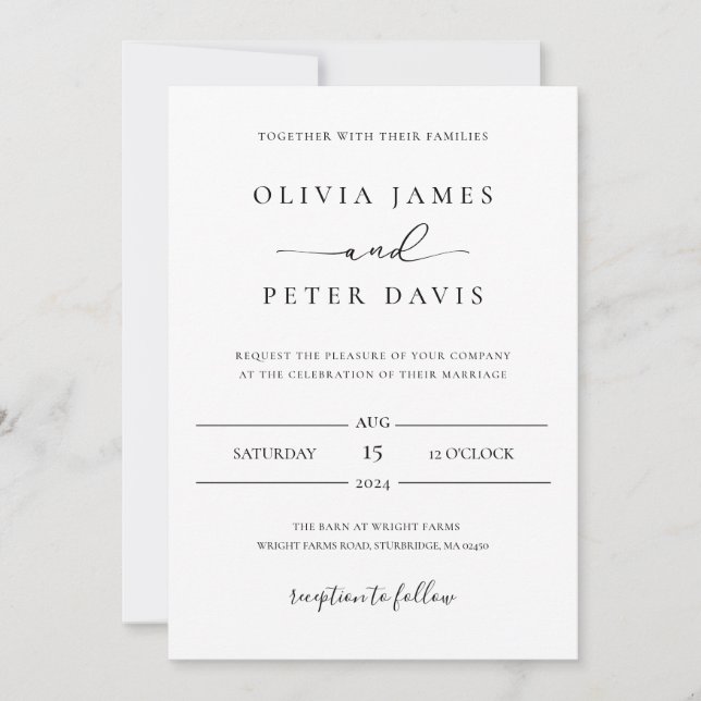 Minimalist Black and White Wedding Invitation (Front)