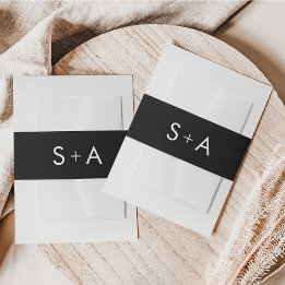 Minimalist Black and White Wedding Invitation Band Invitation Belly Band