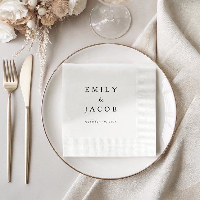 Minimalist Black And White Wedding Napkin (Minimalist Black And White Wedding Napkins)
