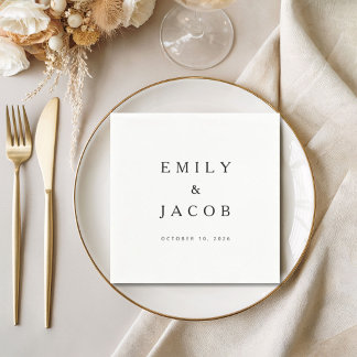 Minimalist Black And White Wedding Napkin