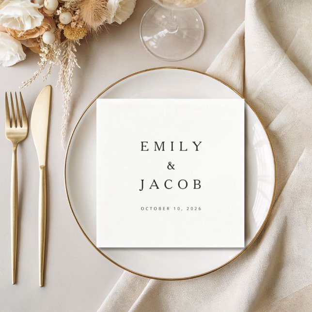 Minimalist Black And White Wedding Napkin (Minimalist Black And White Wedding Napkins)