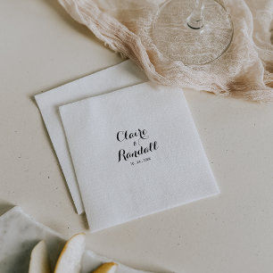 Minimalist Black and White Wedding Napkins