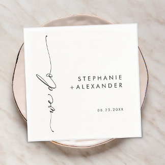 Minimalist Black and White Wedding Paper Napkin