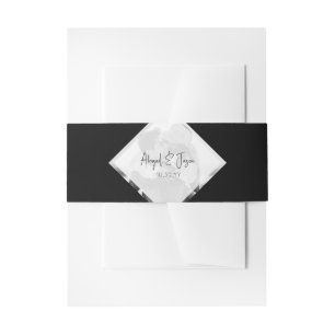 Minimalist Black and White Wedding Photo Invitation Belly Band