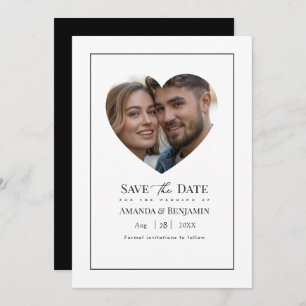 Minimalist Black and White Wedding Photo Save The Date