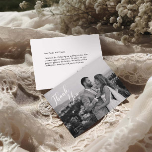 Minimalist Black and White Wedding Photo Thank You Card