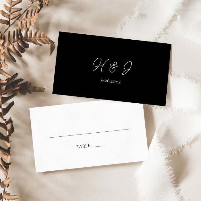 Minimalist Black and White Wedding  Place Card (Creator Uploaded)