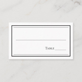 Minimalist Black and White Wedding  Place Card