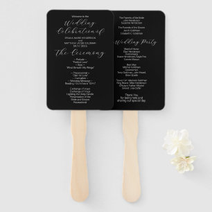 Minimalist Black and White Wedding Program Hand Fan