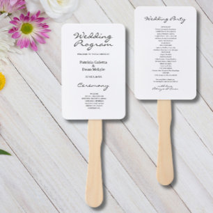 Minimalist Black and White Wedding program Hand Fan