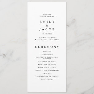 Minimalist Black And White Wedding Programme