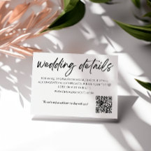 Minimalist Black and White Wedding QR Code Card