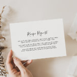 Minimalist Black and White Wedding Recipe Request Enclosure Card<br><div class="desc">This minimalist black and white wedding recipe request enclosure card is perfect for a simple wedding shower. The design features a beautiful calligraphy black font  in a white background to embellish your event.</div>