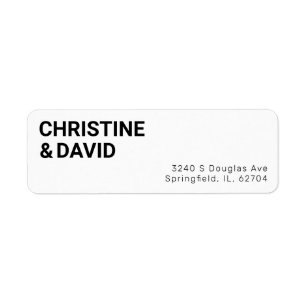 Minimalist Black and White Wedding Return Address 