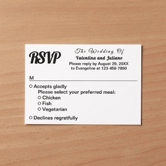 Minimalist Black and White Wedding RSVP Card
