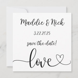 Minimalist Black and White Wedding Save The Date