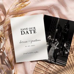 Minimalist Black and White Wedding  Save The Date