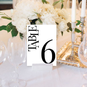 Minimalist black and white wedding table numbers