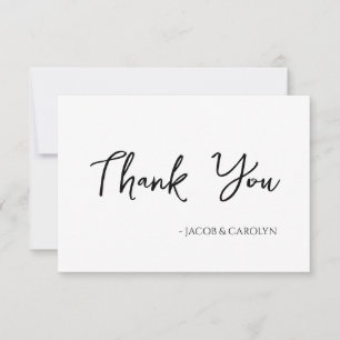 Minimalist Black and White Wedding Thank You Card