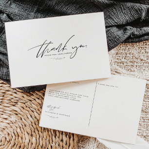 Minimalist Black and White Wedding Thank You Postcard