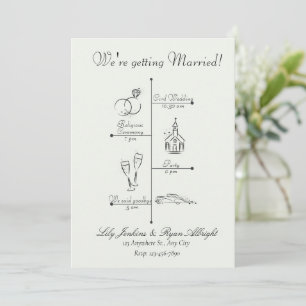 Minimalist Black and White Wedding Timeline Programme