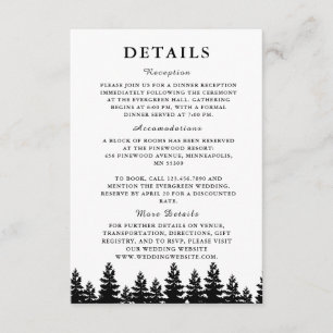 Minimalist Black and White Winter Wedding Details Enclosure Card