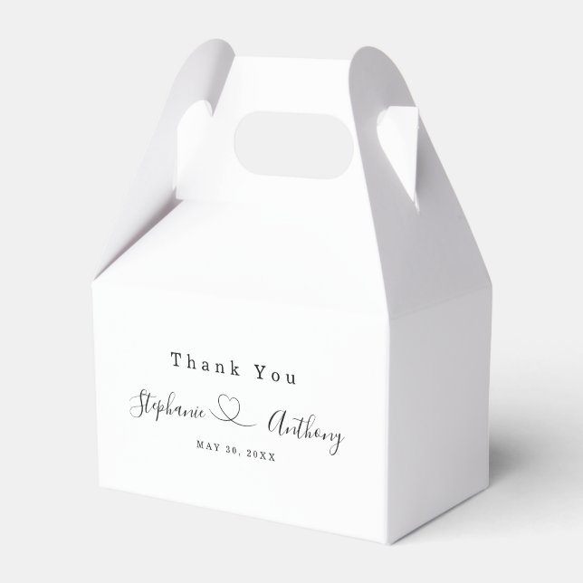 Minimalist Black and White With a Heart Wedding   Favour Box (Front Side)