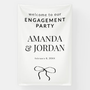 Minimalist Black and White with Ribbon Engagement Banner