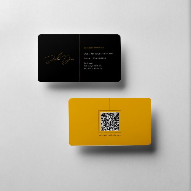 Minimalist Black and Yellow Business card (Creator Uploaded)