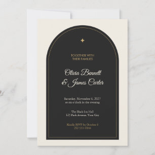 Minimalist Black Arch Gold Wedding Invitation