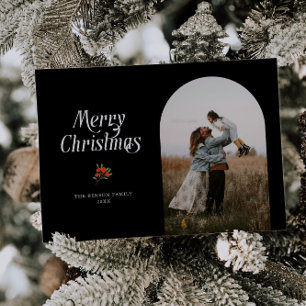 Minimalist Black Arch Merry Christmas Photo Holiday Card