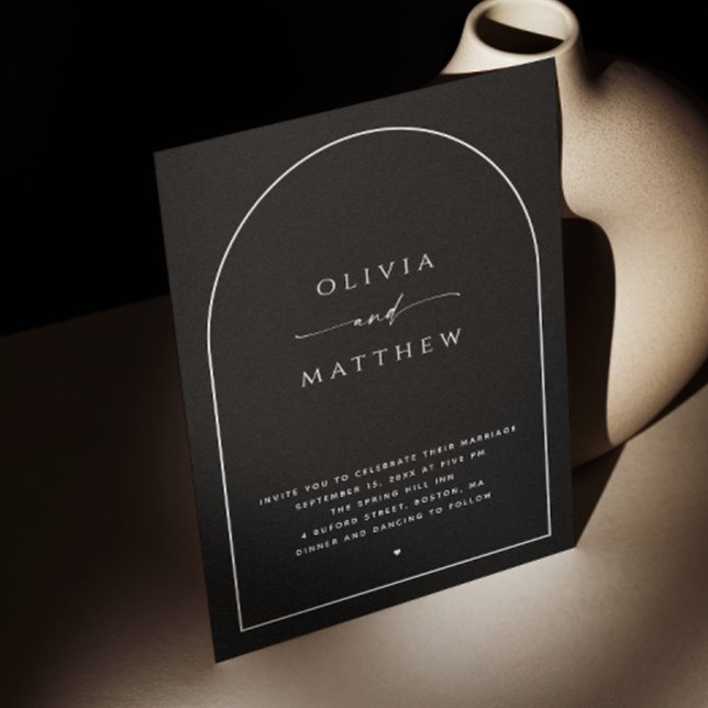 Minimalist Black Arch Wedding | Photo & QR Code Invitation (Creator Uploaded)