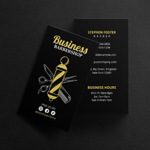 Minimalist Black Barbershop Hairstylist Salon Business Card