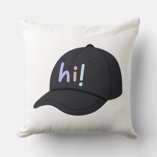 Minimalist Black Baseball Cap Hi Greeting  Cushion (Front)