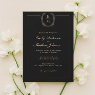 Minimalist Black Blush Wedding Invitation