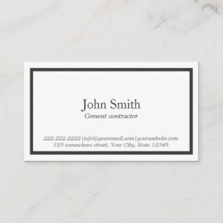 Minimalist Black Border Cement Contractor Business Card