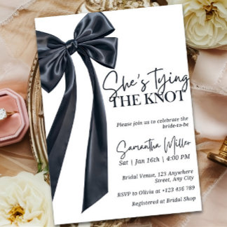 Minimalist Black Bow Bridal Shower Invitation Temp