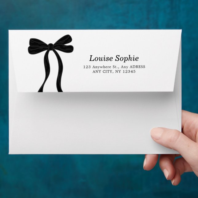 Minimalist Black Bow Return Address Envelope (Hand)