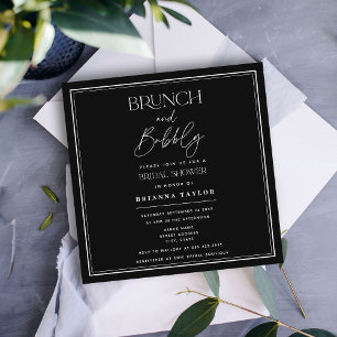 Minimalist Black Brunch & Bubbly Invitation