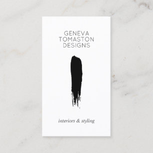Minimalist Black Brushstroke Designer Logo White Business Card