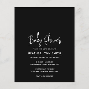 Minimalist Black Budget Baby Shower Invitation