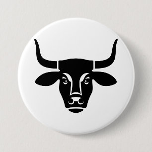 Minimalist Black Bull Head Ox Silhouette 7.5 Cm Round Badge